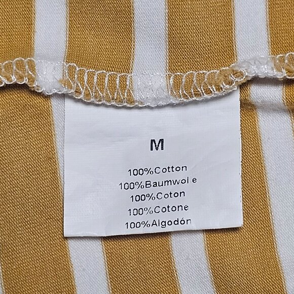 B-Home Womens Sleeveless Striped Mustard White Dress Casual Relaxed Fit Size M - Picture 5 of 6